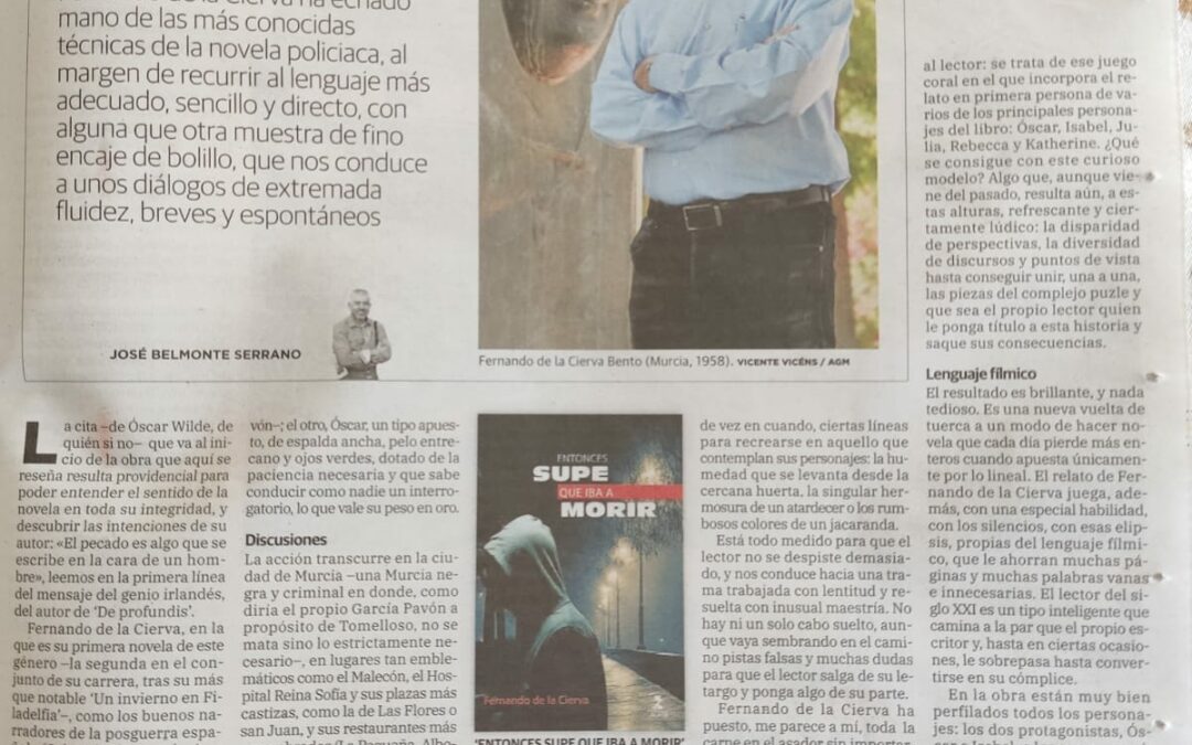 «Entonces supe que iba a morir» de Fernando de la Cierva en Ababol, suplemente cultural del diario La Verdad